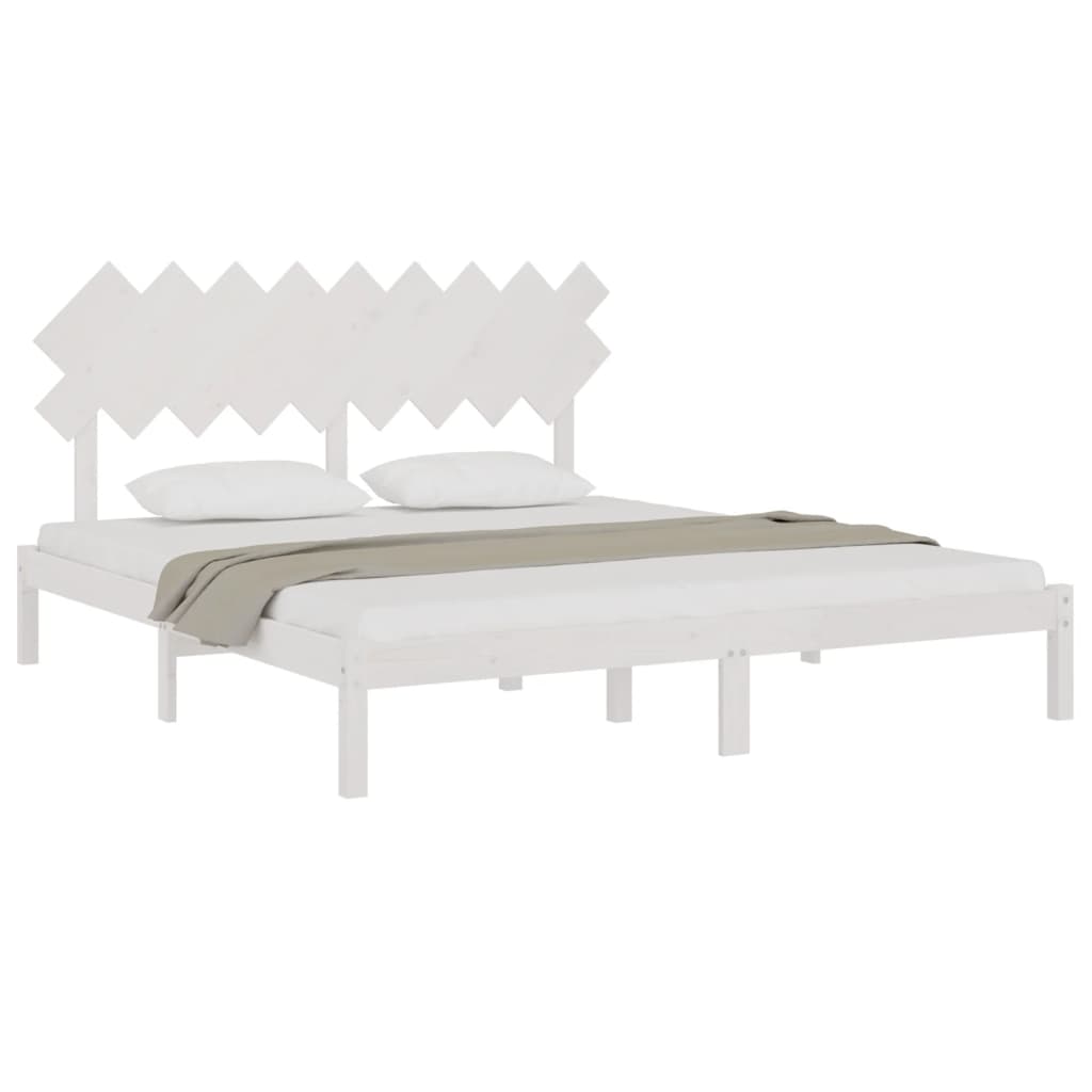 Bed Frame without Mattress White 183x203 cm King Solid Wood