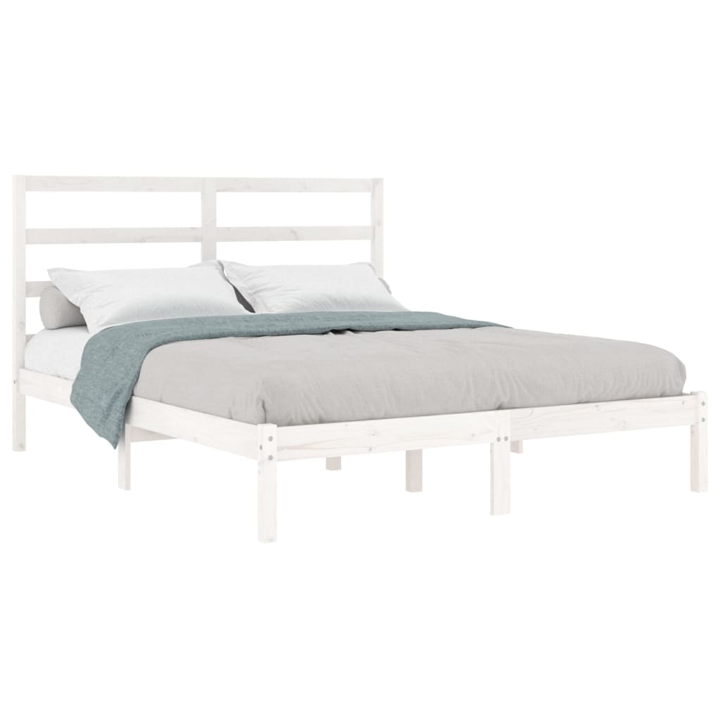 Bed Frame without Mattress White 150x200 cm Solid Wood