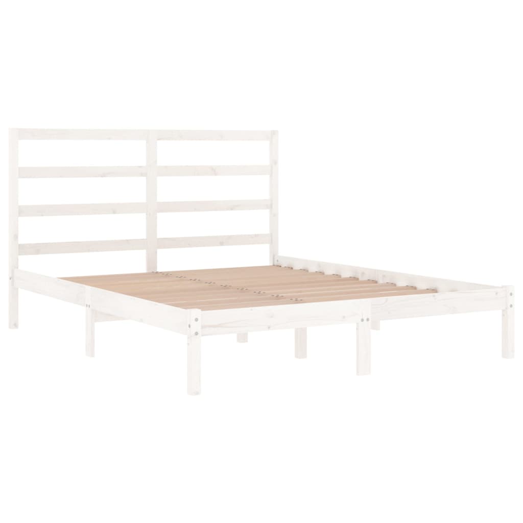 Bed Frame without Mattress White 150x200 cm Solid Wood