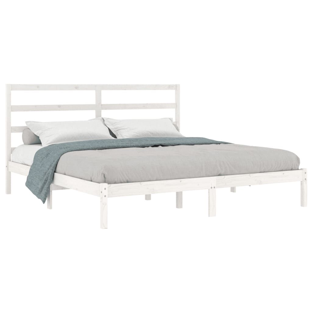 Bed Frame without Mattress White 183x203 cm King Solid Wood