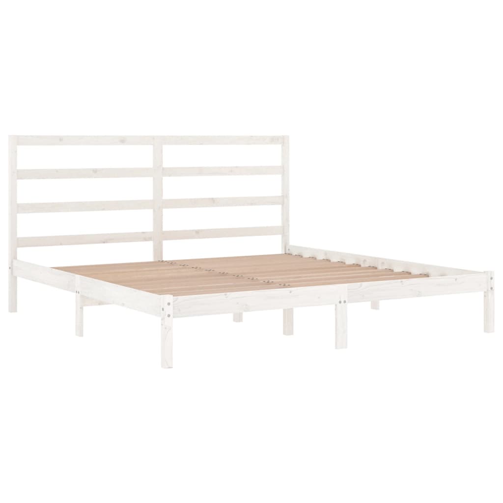 Bed Frame without Mattress White 183x203 cm King Solid Wood