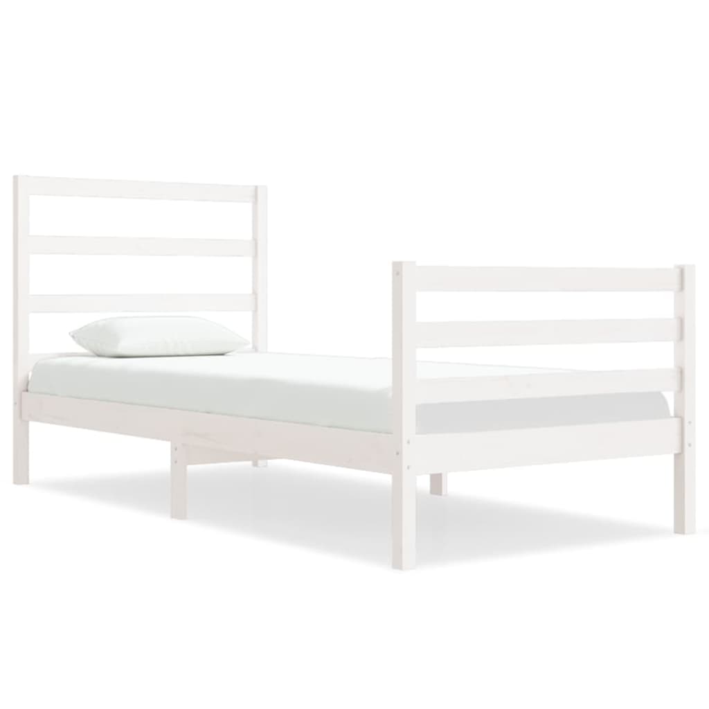 Bed Frame without Mattress White Solid Wood Pine 90x190 cm