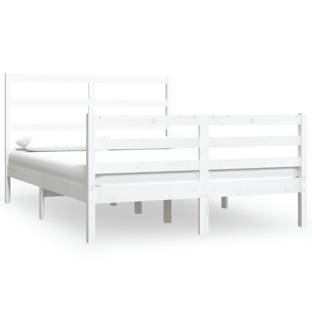 Bed Frame without Mattress White Solid Wood Pine 150x200 cm