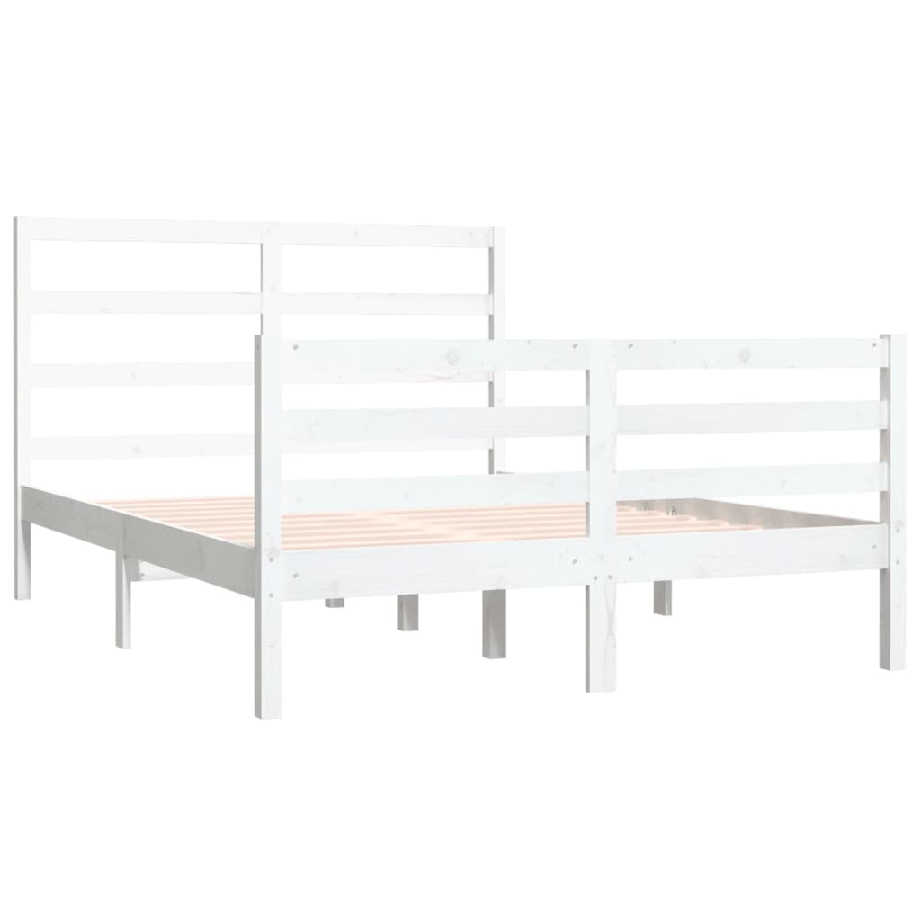 Bed Frame without Mattress White Solid Wood Pine 150x200 cm