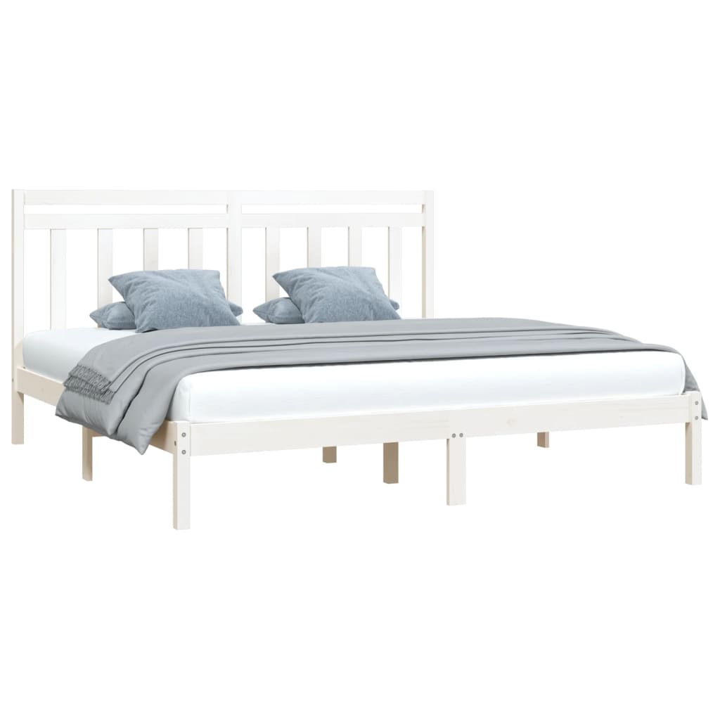 Bed Frame without Mattress White 183x203 cm King Solid Wood