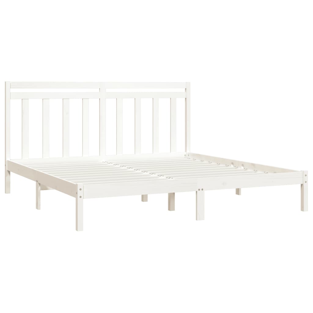 Bed Frame without Mattress White 183x203 cm King Solid Wood
