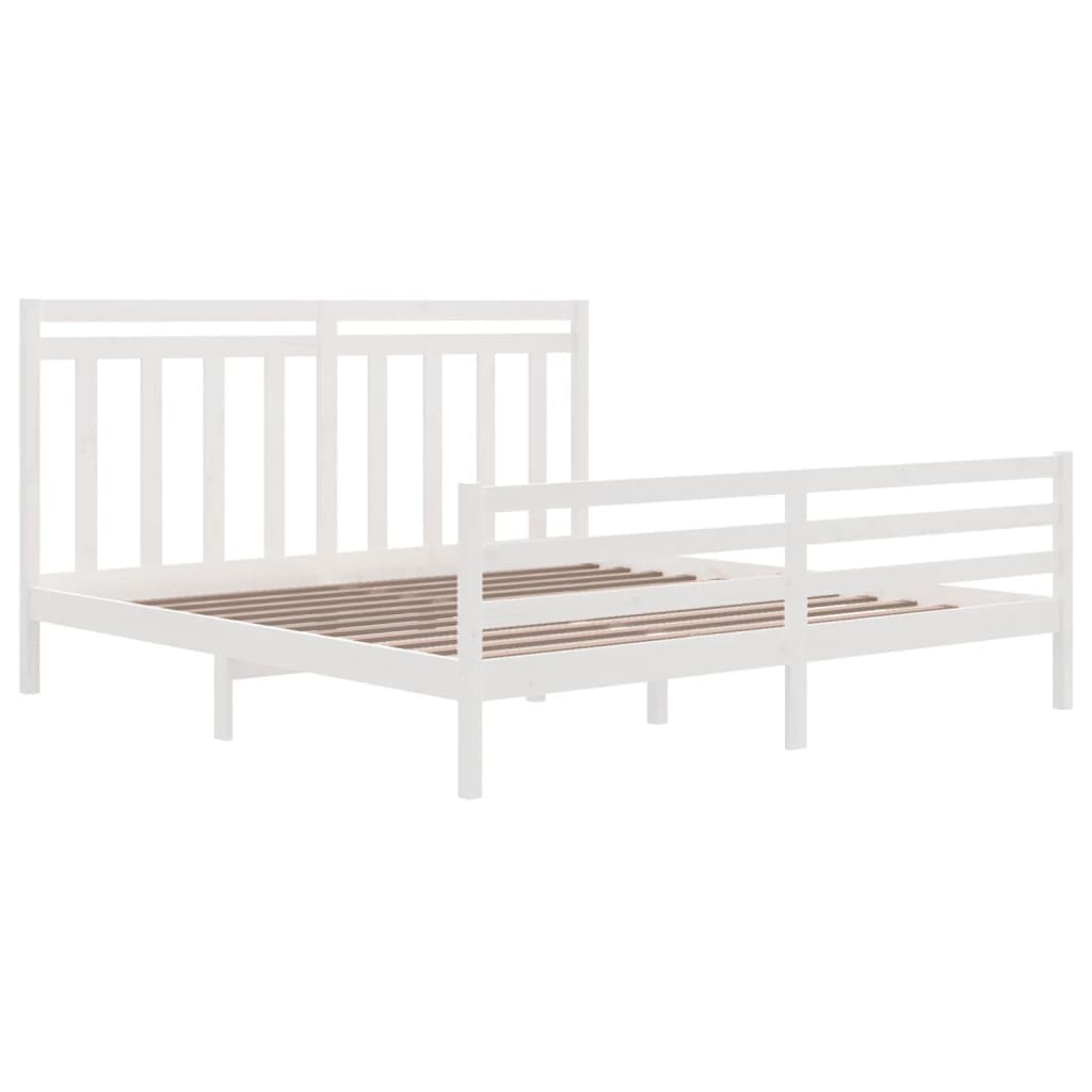 Bed Frame without Mattress White 183x203 cm King Solid Wood