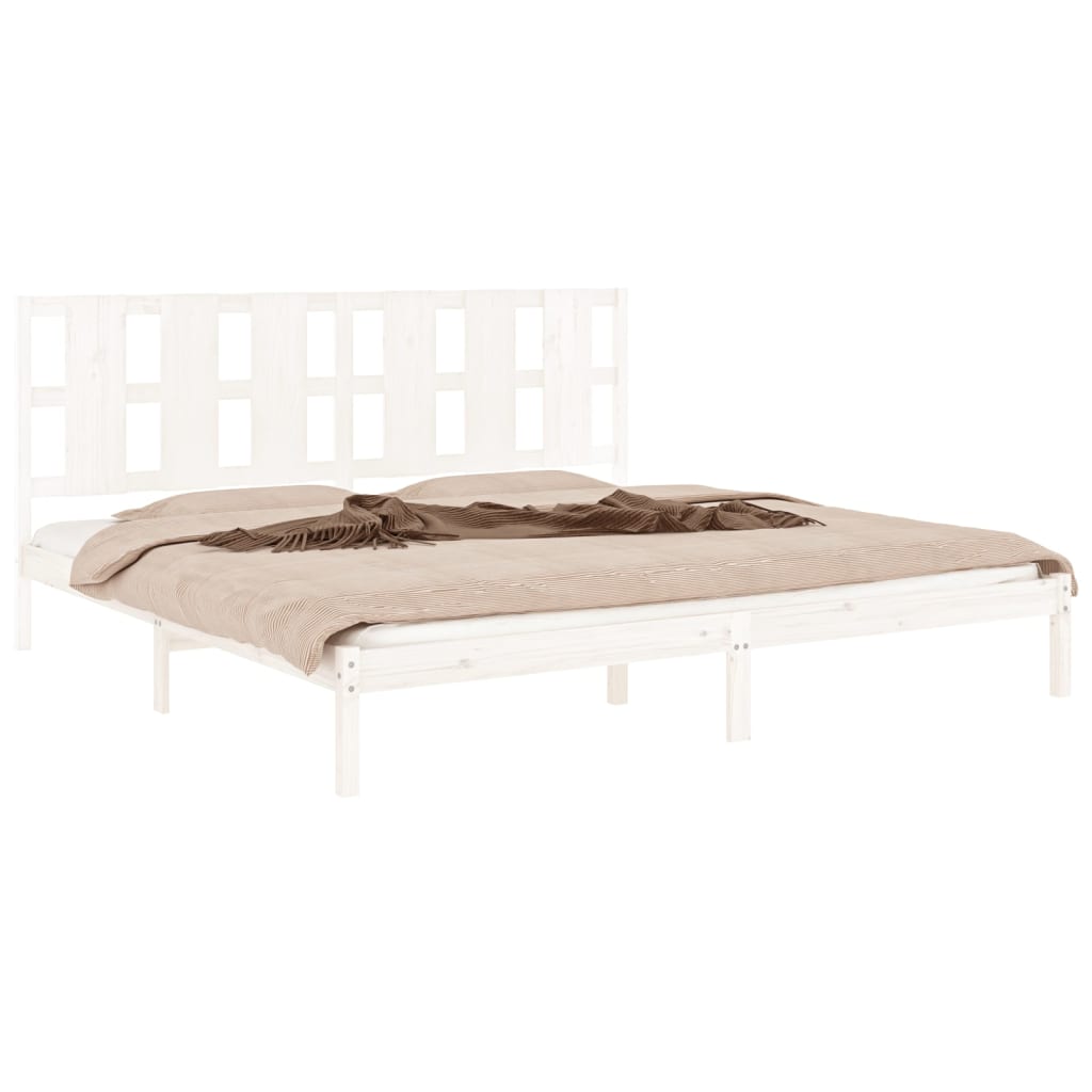 Bed Frame without Mattress White 183x203 cm King Solid Wood