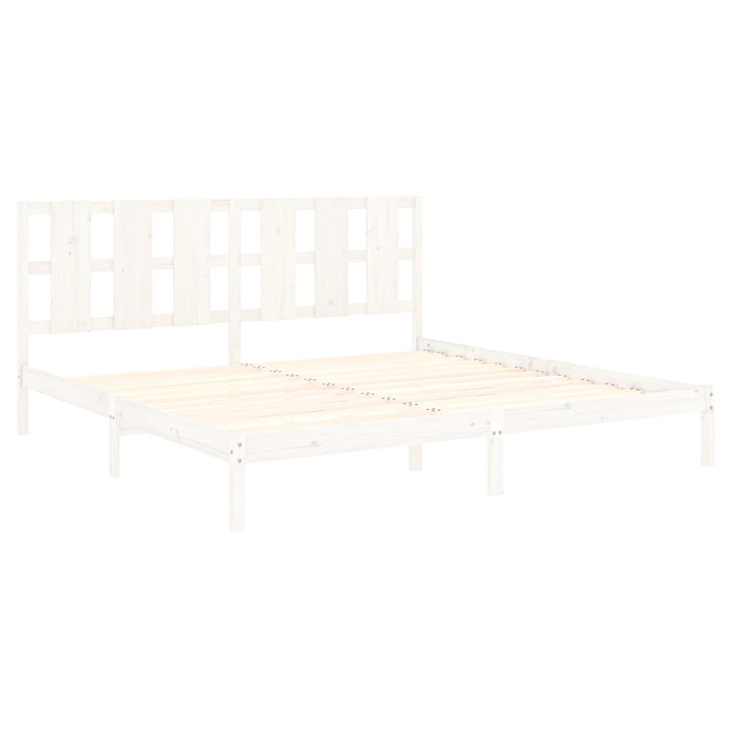 Bed Frame without Mattress White 183x203 cm King Solid Wood