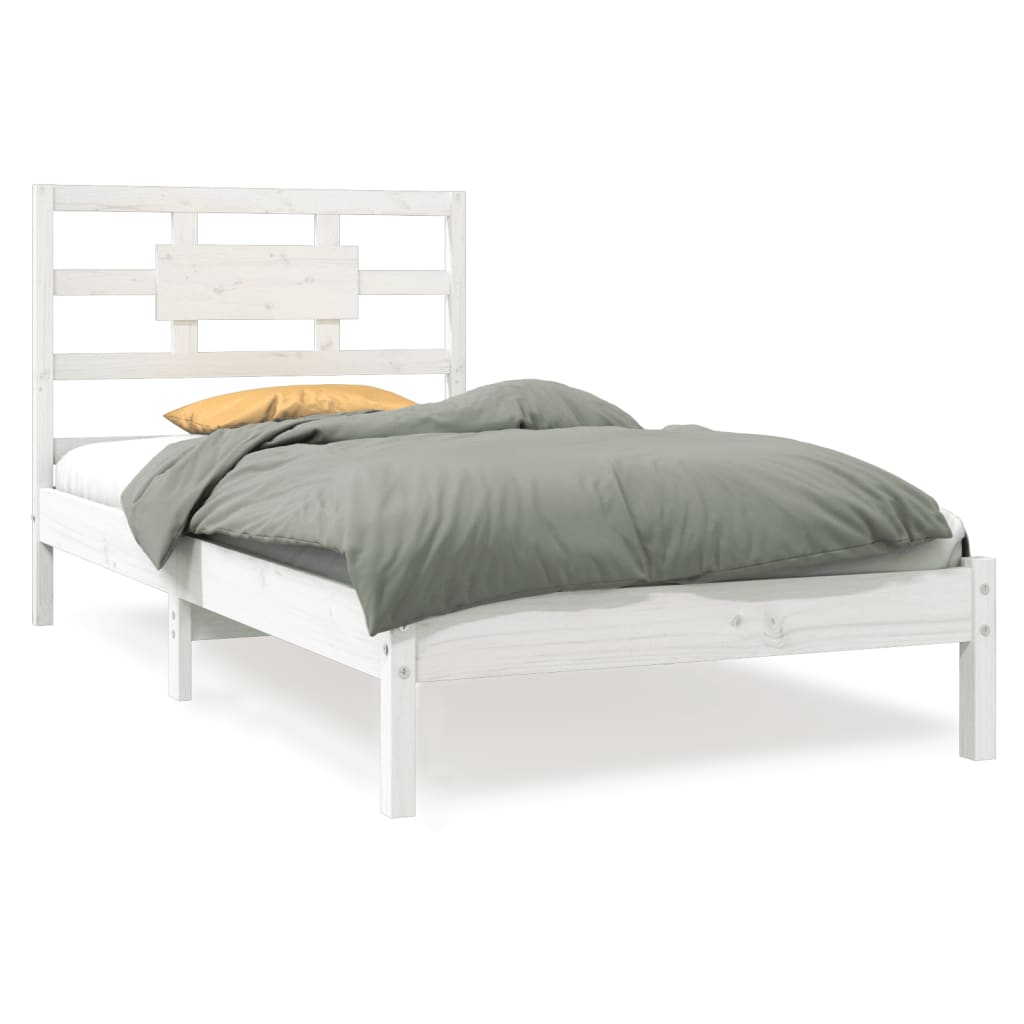 Bed Frame without Mattress White 90x190 cm Solid Wood