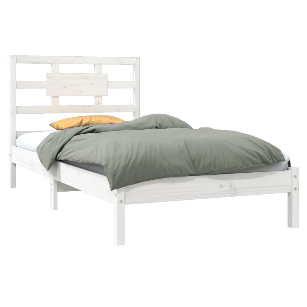 Bed Frame without Mattress White 90x190 cm Solid Wood