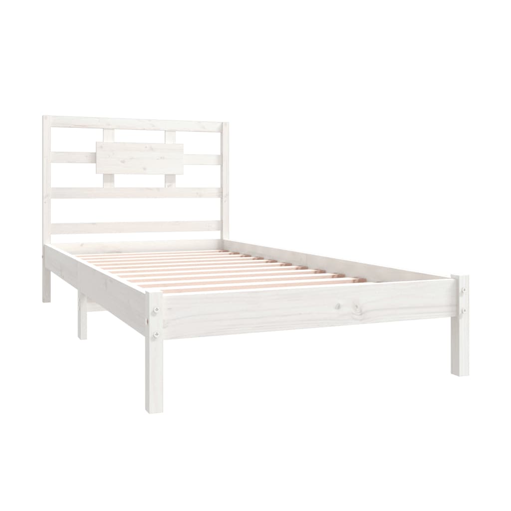 Bed Frame without Mattress White 90x190 cm Solid Wood