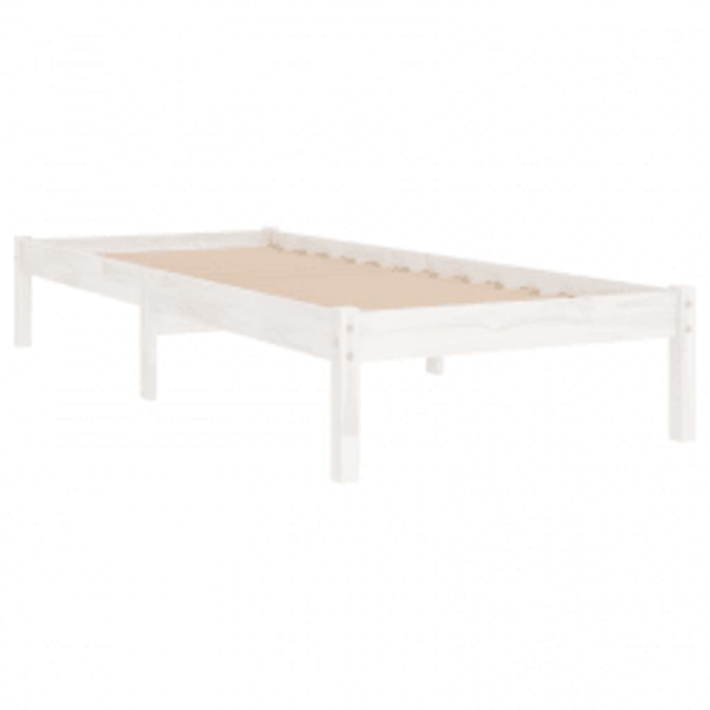 Bed Frame without Mattress White 90x190 cm Solid Wood