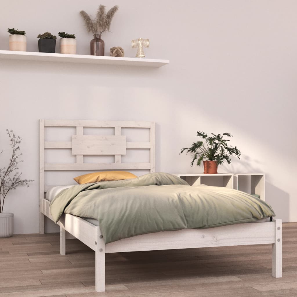 Bed Frame without Mattress White 90x190 cm Solid Wood