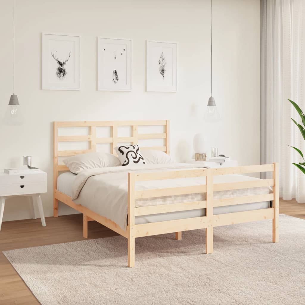 Bed Frame without Mattress Solid Wood 135x190 cm