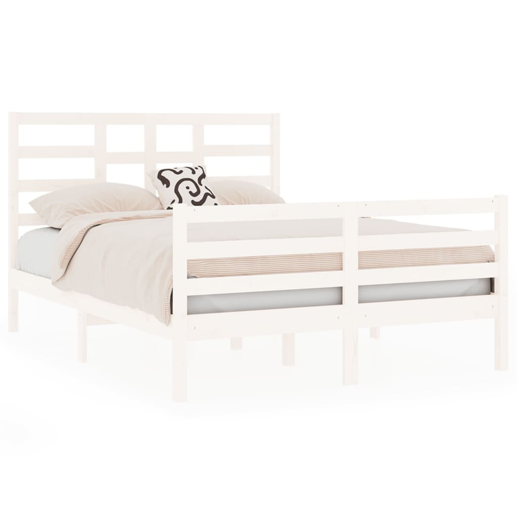 Bed Frame without Mattress White Solid Wood 135x190 cm