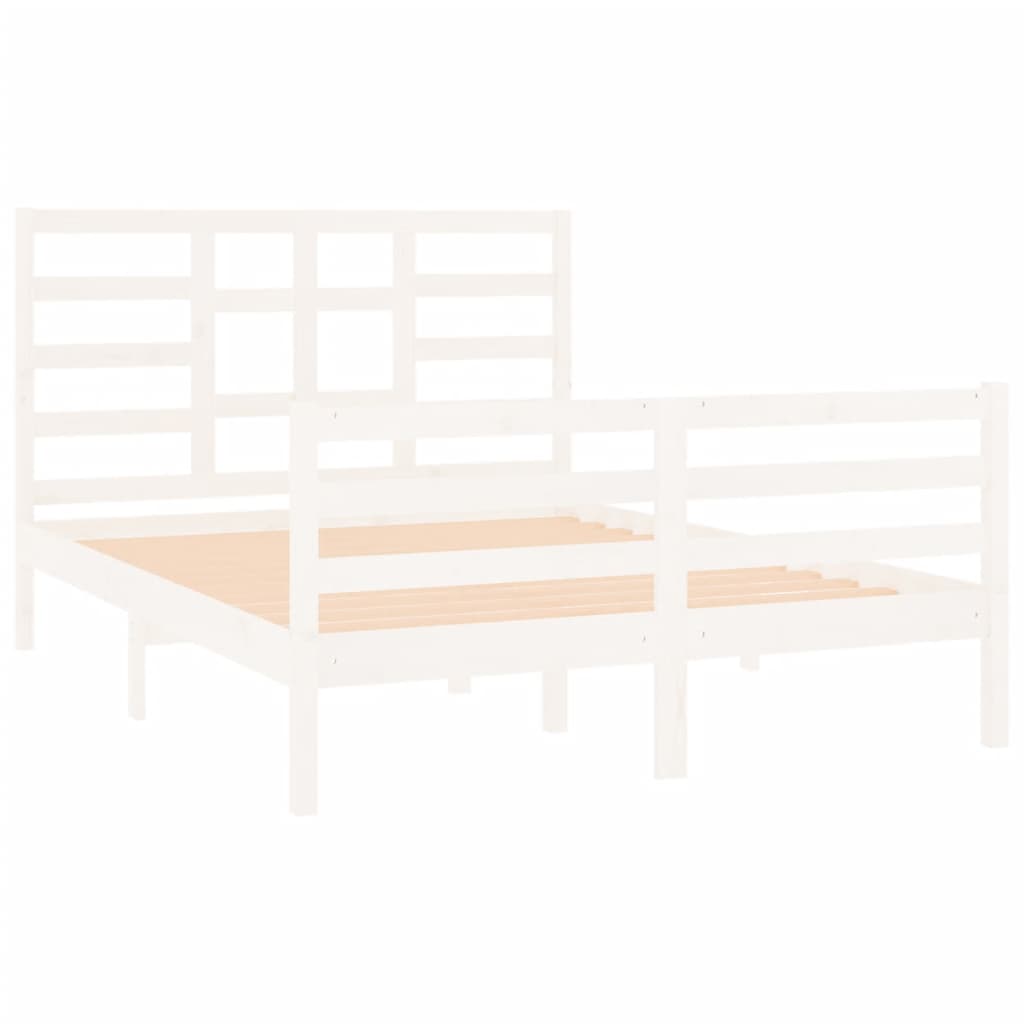 Bed Frame without Mattress White Solid Wood 135x190 cm
