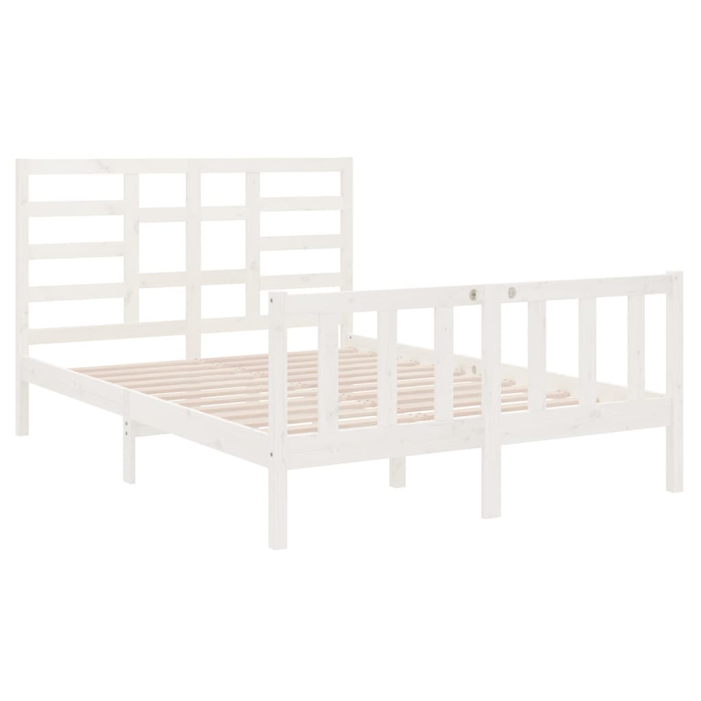 Bed Frame without Mattress White Solid Wood 135x190 cm