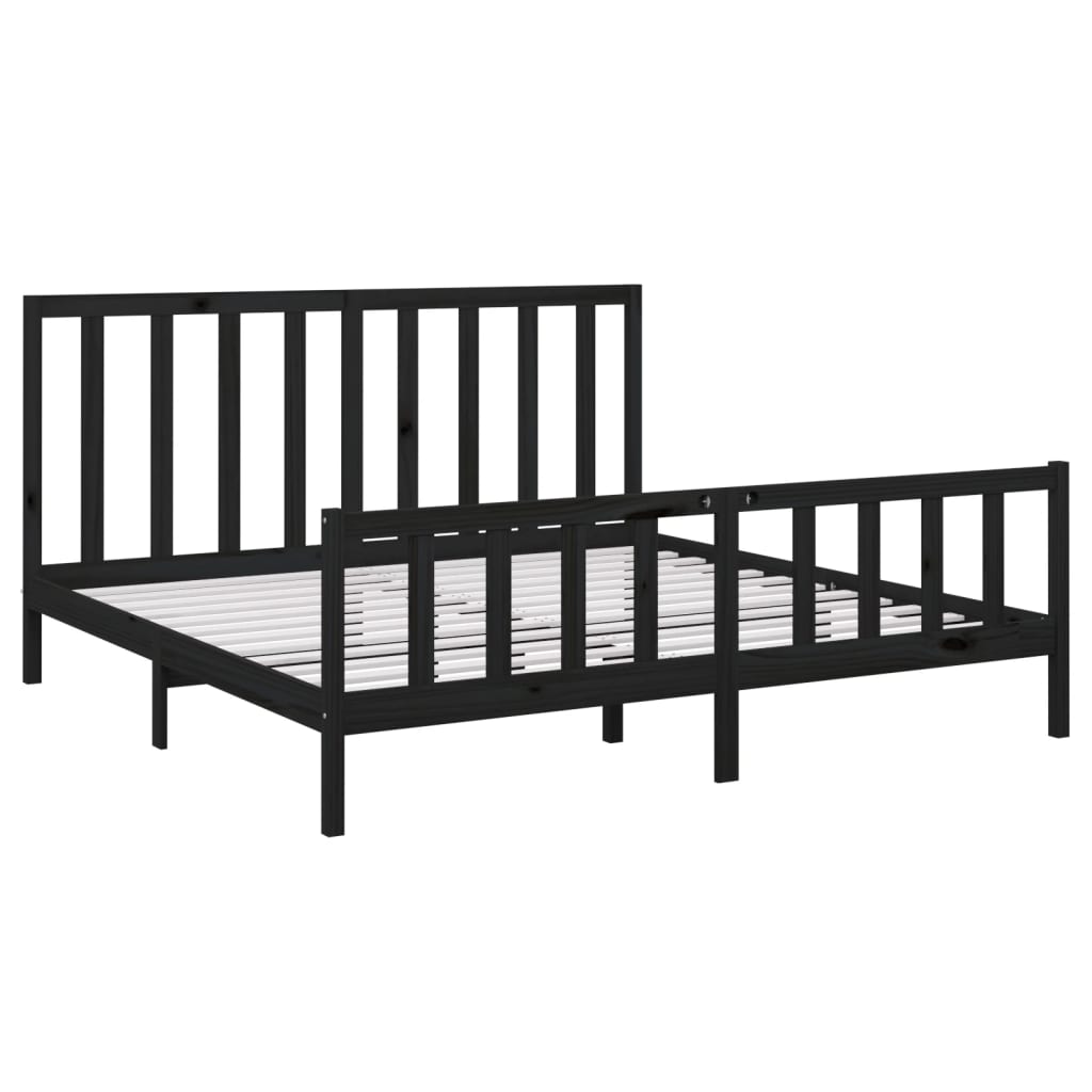 Bed Frame without Mattress Black 183x203 cm King Solid Wood Pine