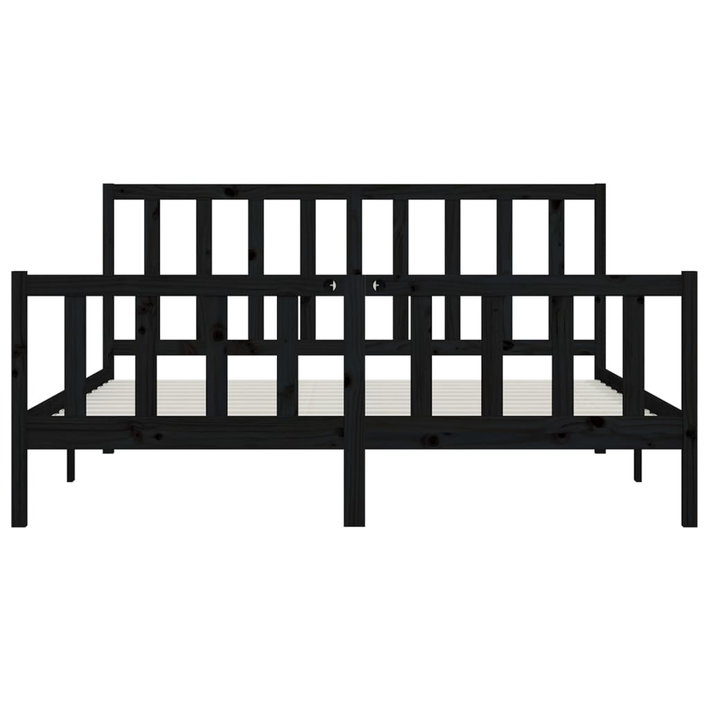 Bed Frame without Mattress Black 183x203 cm King Solid Wood