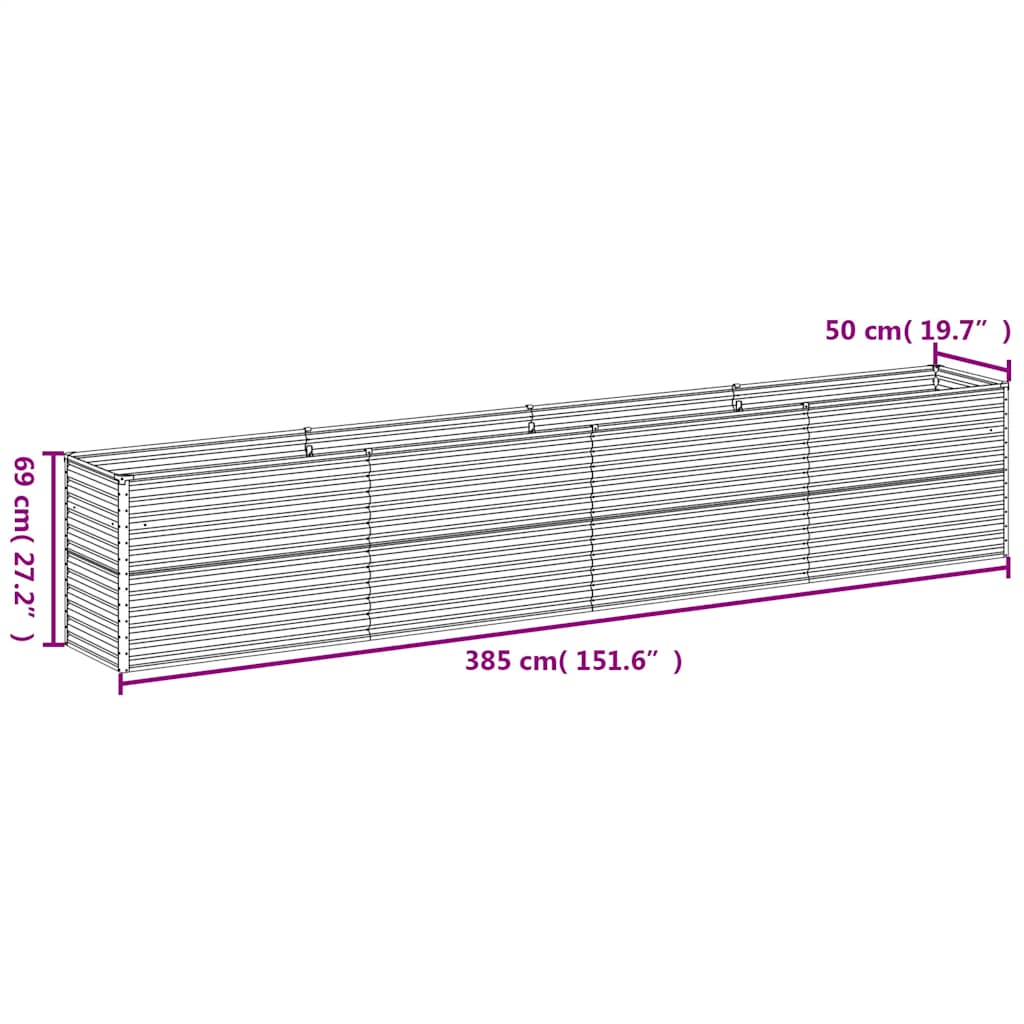 Garden Raised Bed 385x50x69 cm Corten Steel