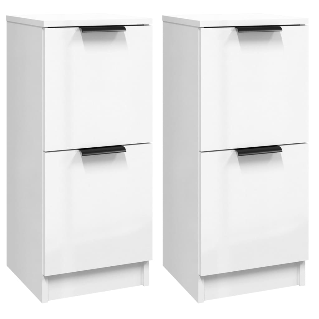 Sideboards 2 pcs High Gloss White 30x30x70 cm Engineered Wood