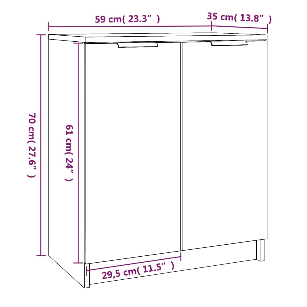 Shoe Cabinet White 59x35x70 cm Engineered Wood