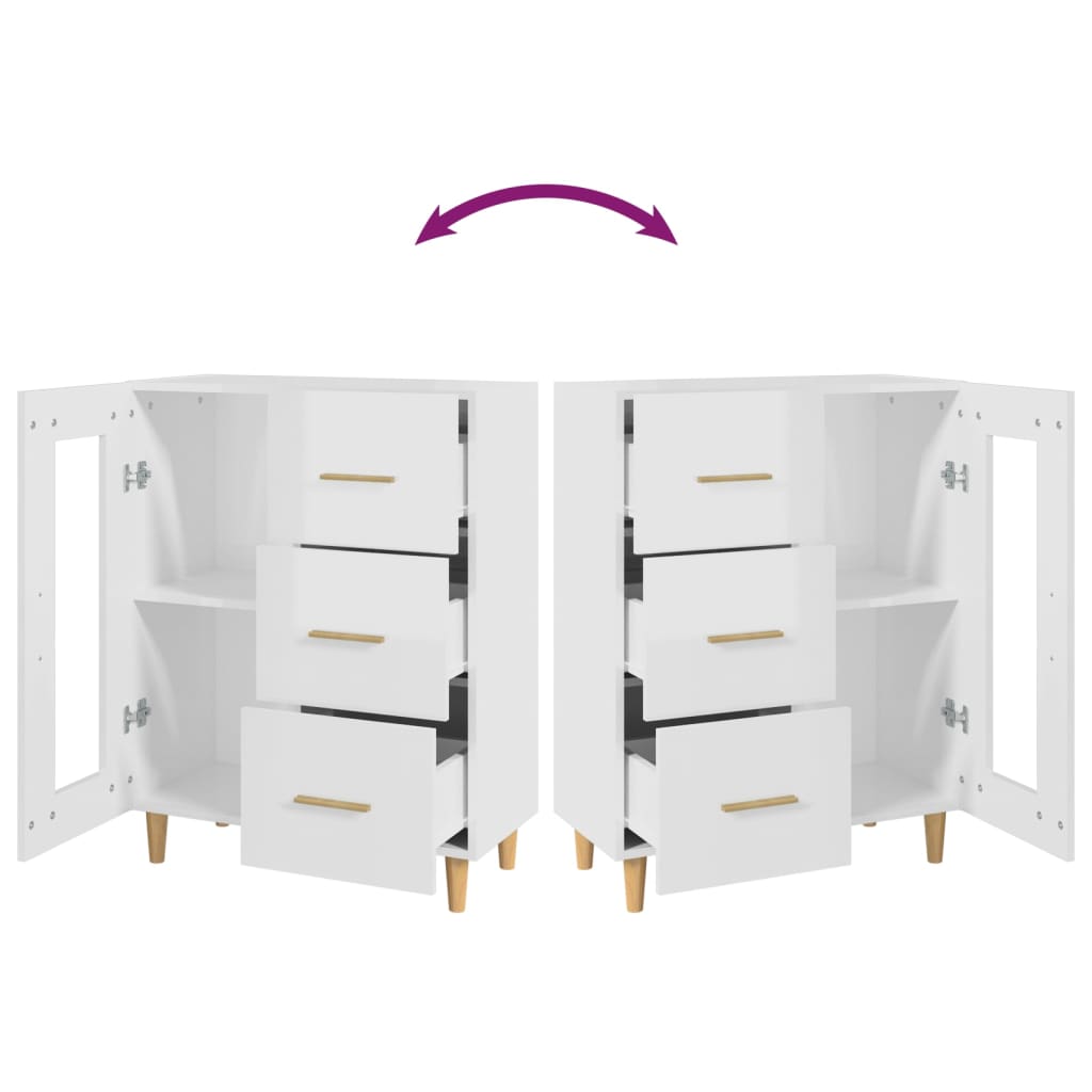 Sideboard High Gloss White 69.5x34x90 cm Engineered Wood