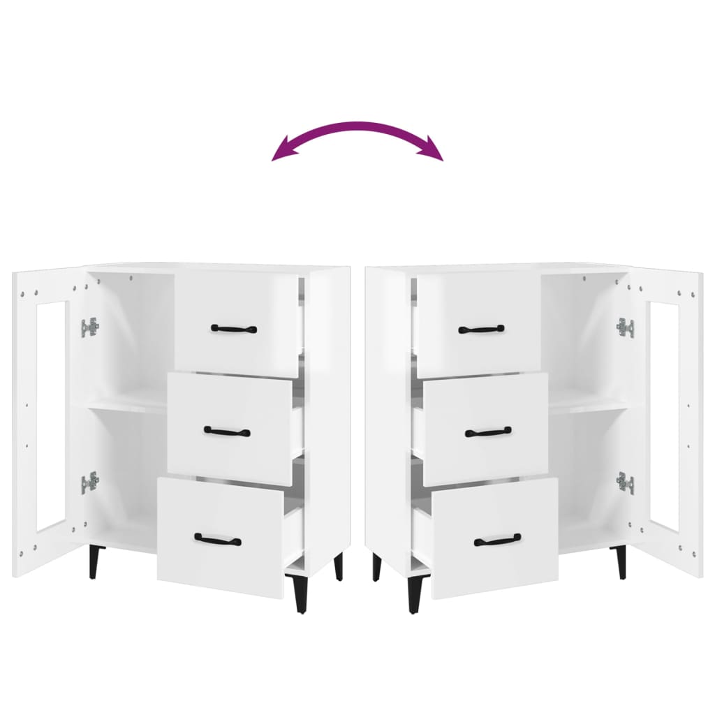 Sideboard High Gloss White 69.5x34x90 cm Engineered Wood