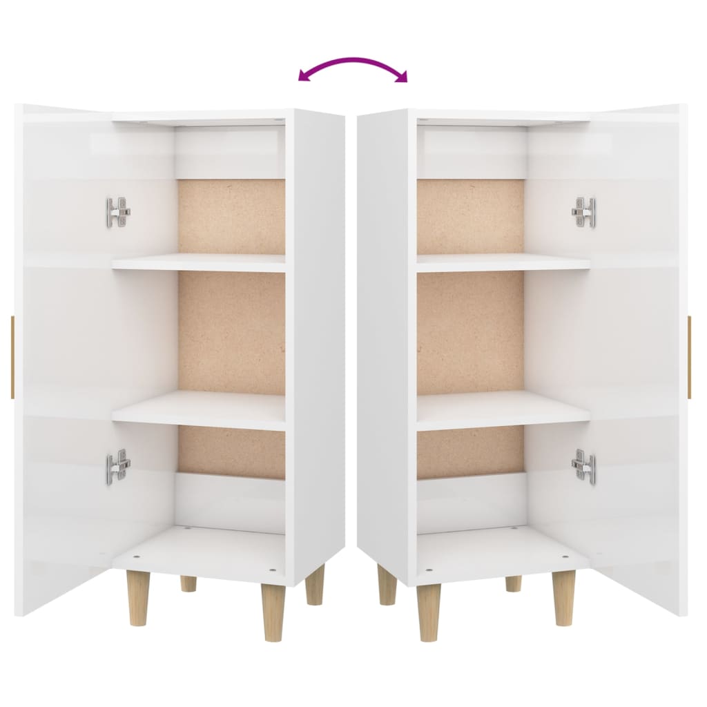 Sideboard High Gloss White 34.5x34x90 cm Engineered Wood