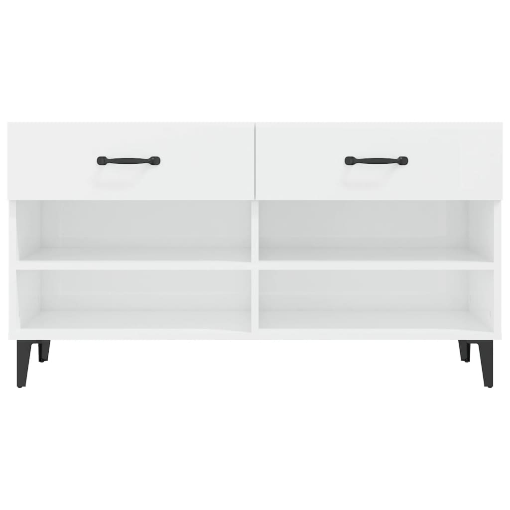 Shoe Cabinet High Gloss White 102x35x55 cm Engineered Wood