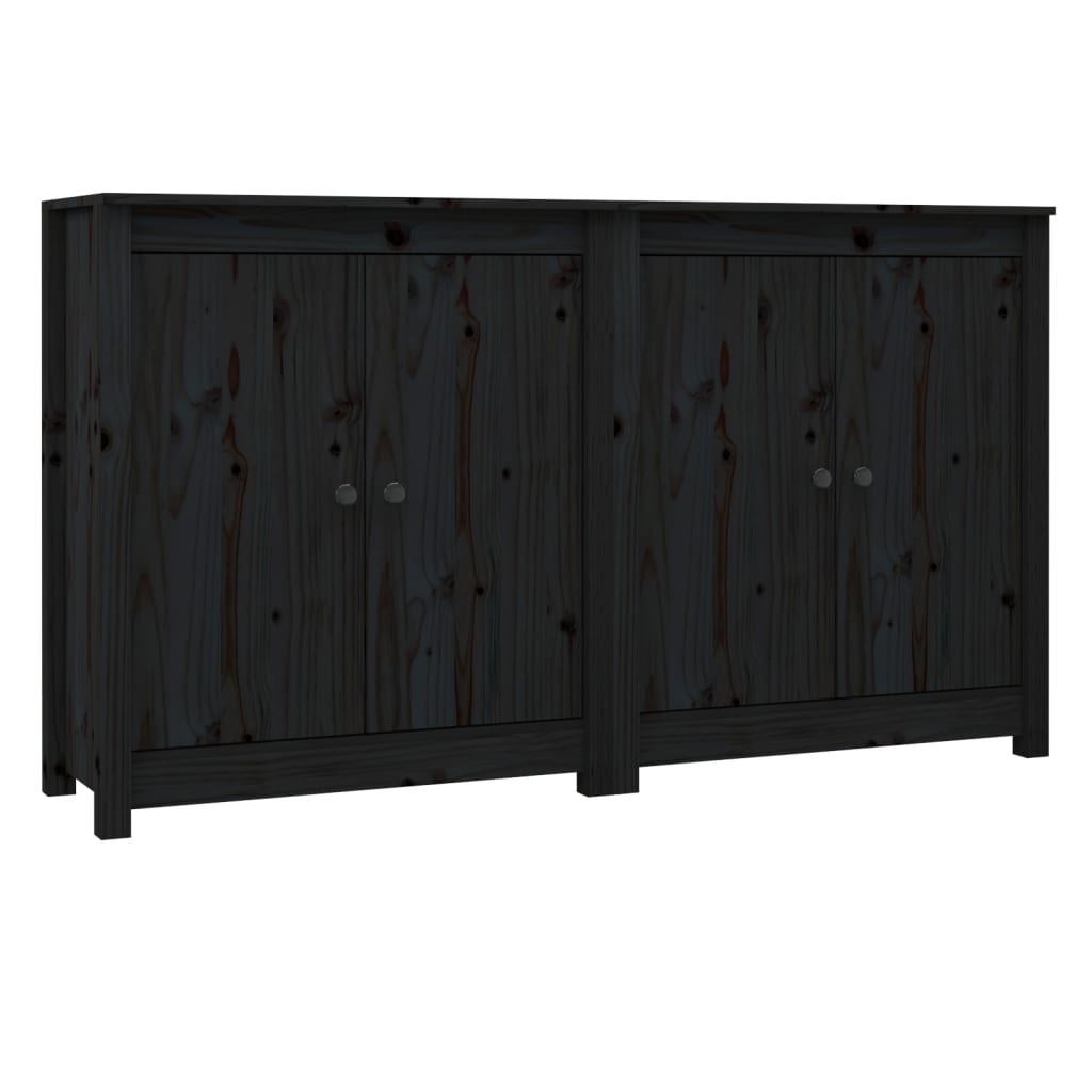 Sideboards 2 pcs Black 70x35x80 cm Solid Wood Pine