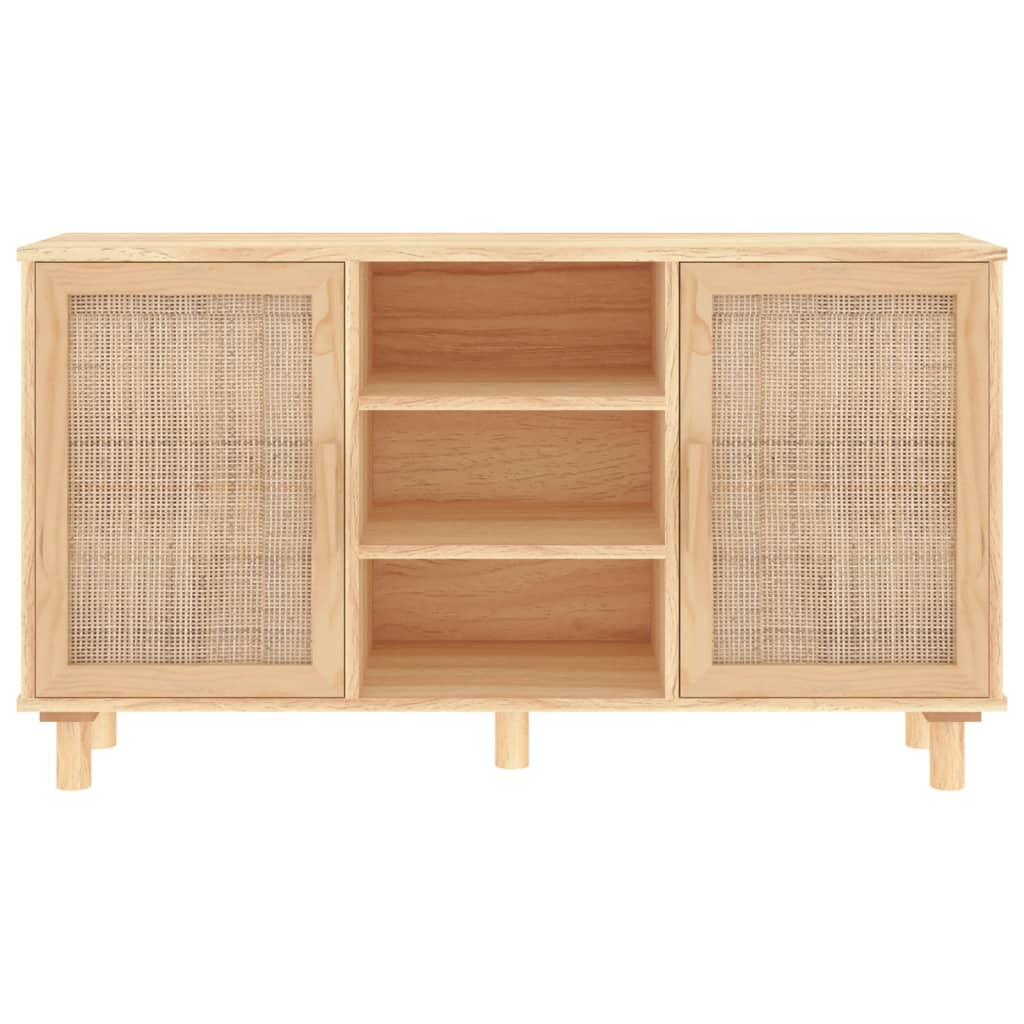 Sideboard Brown 105x30x60 cm Solid Wood Pine and Natural Rattan