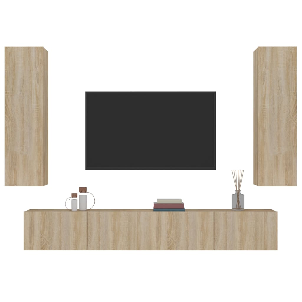 4 Piece TV Cabinet Set Sonoma Oak Engineered Wood