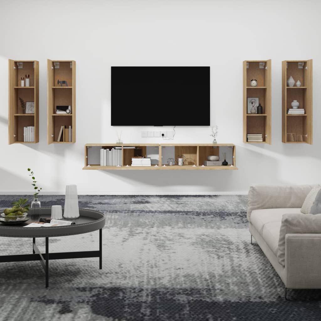 6 Piece TV Cabinet Set Sonoma Oak Engineered Wood