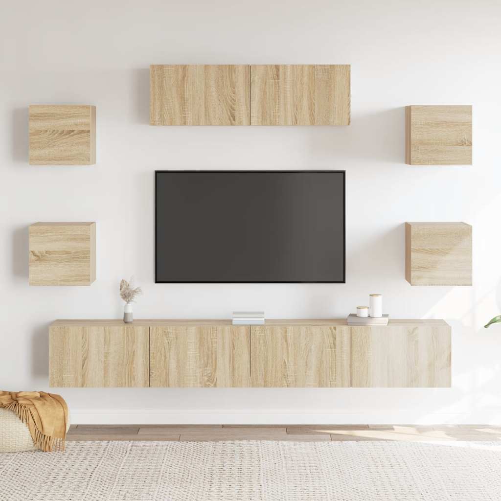 7 Piece TV Cabinet Set Sonoma Oak Engineered Wood