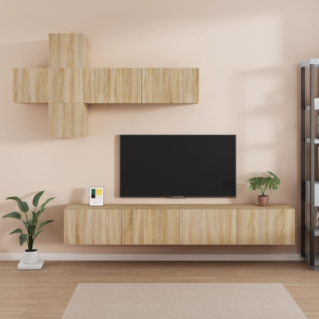 7 Piece TV Cabinet Set Sonoma Oak Engineered Wood