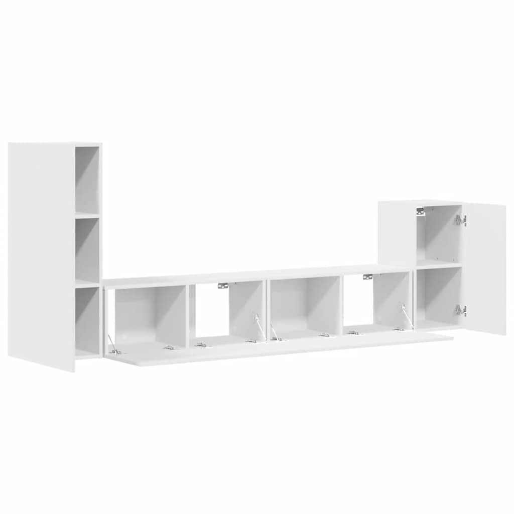 4 Piece TV Cabinet Set White Engineered Wood