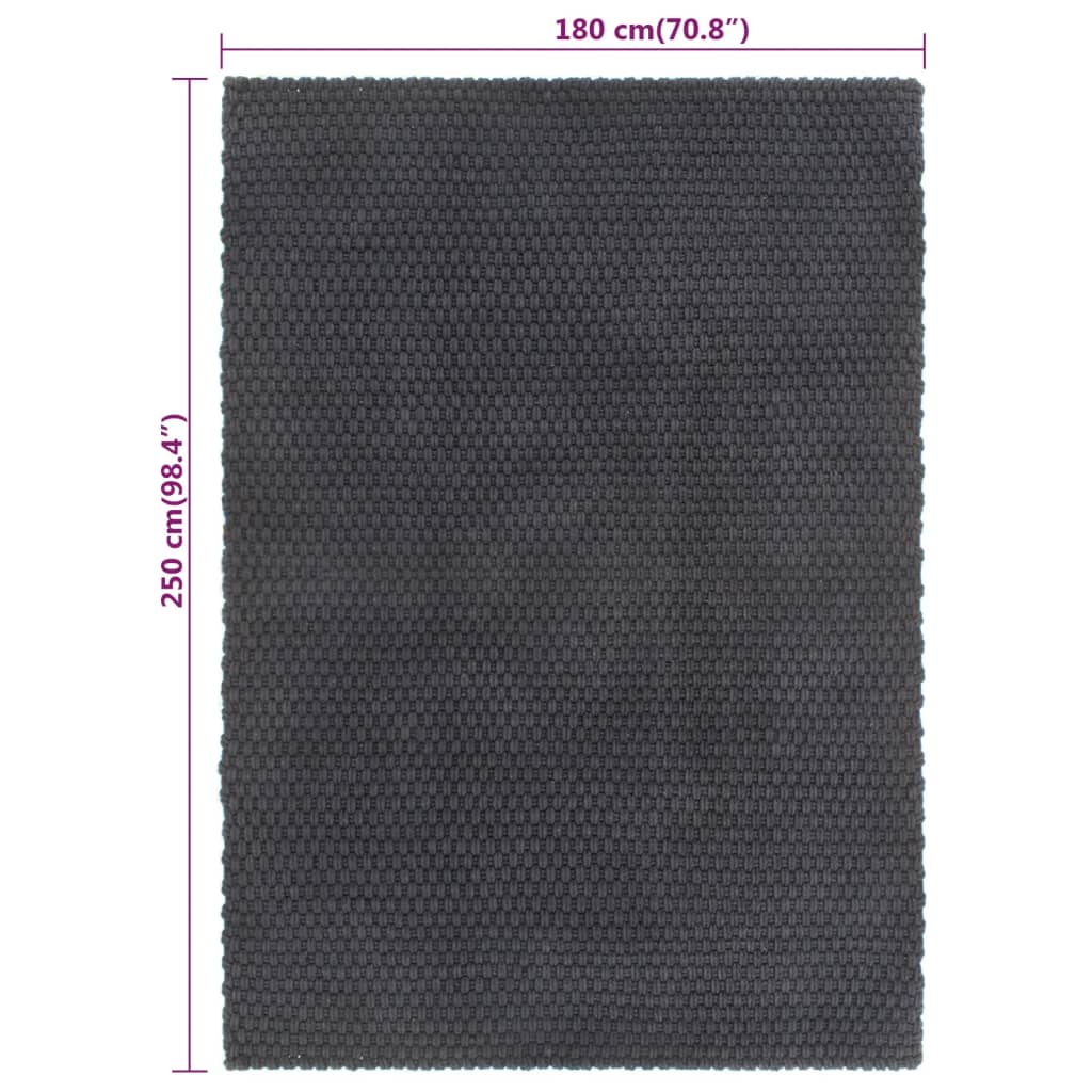 Rug Rectangular Anthracite 180x250 cm Cotton