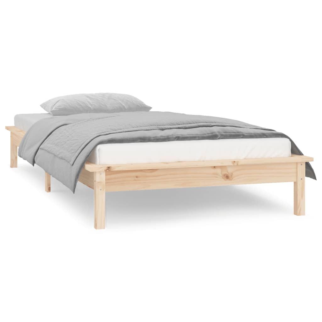 LED Bed Frame without Mattress 90x190 cm Solid Wood