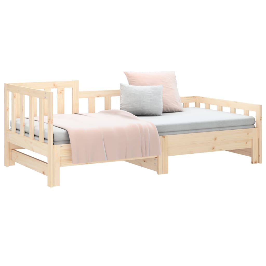 Pull-out Day Bed without Mattress 2x(90x190) cm Solid Wood Pine