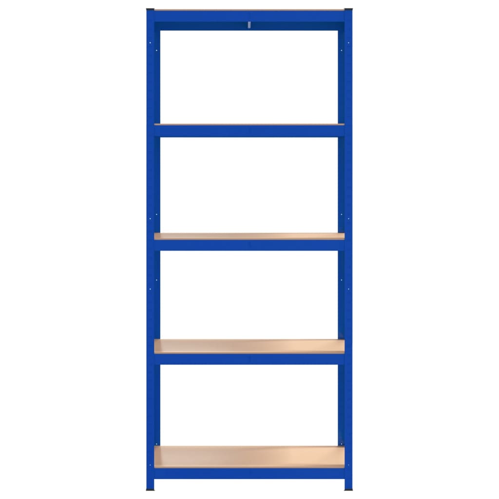 5-Layer Shelves 3 pcs Blue Steel and Engineered Wood
