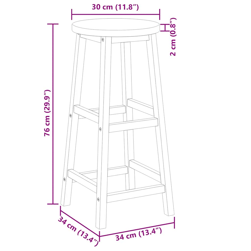 Bar Stools 8 pcs Solid Wood Acacia