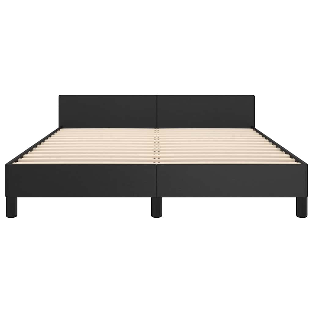 Bed Frame without Mattress Black Double Faux Leather