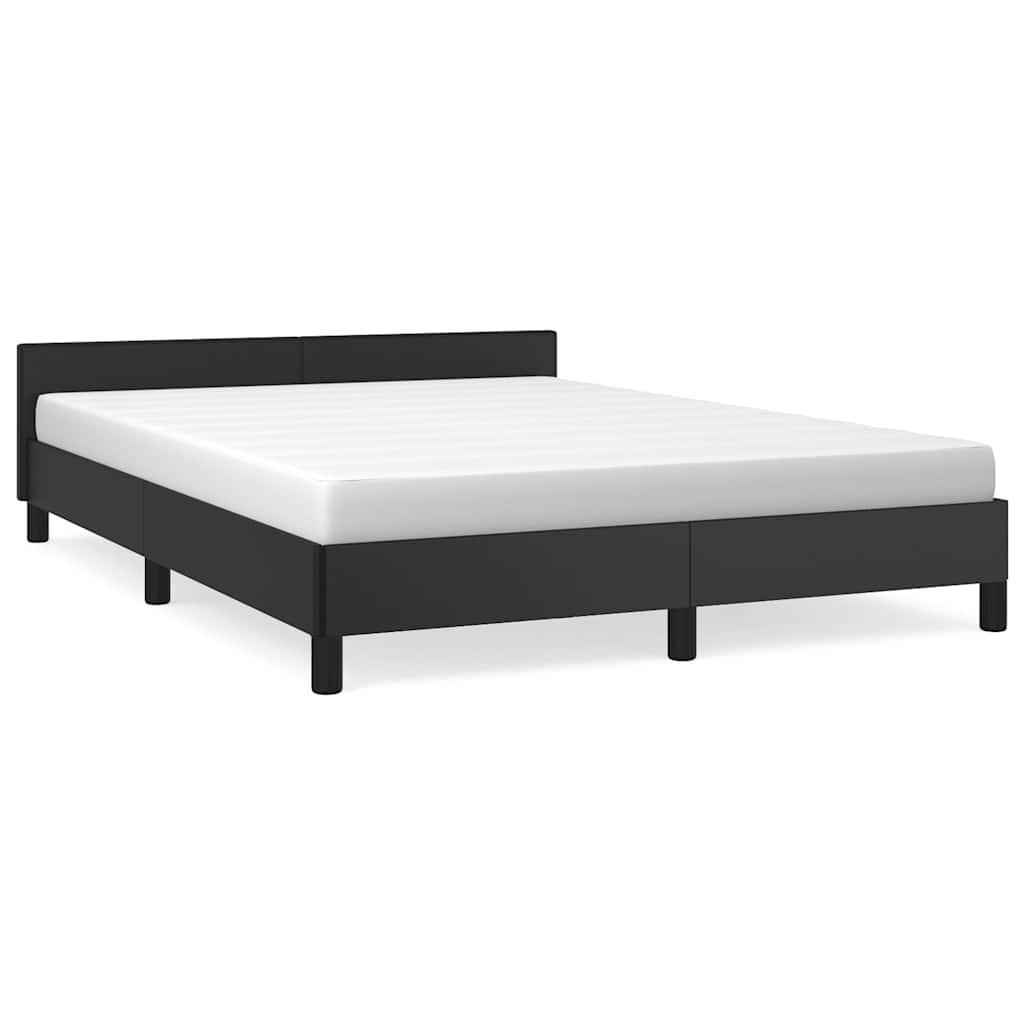 Bed Frame without Mattress Black Queen Faux Leather