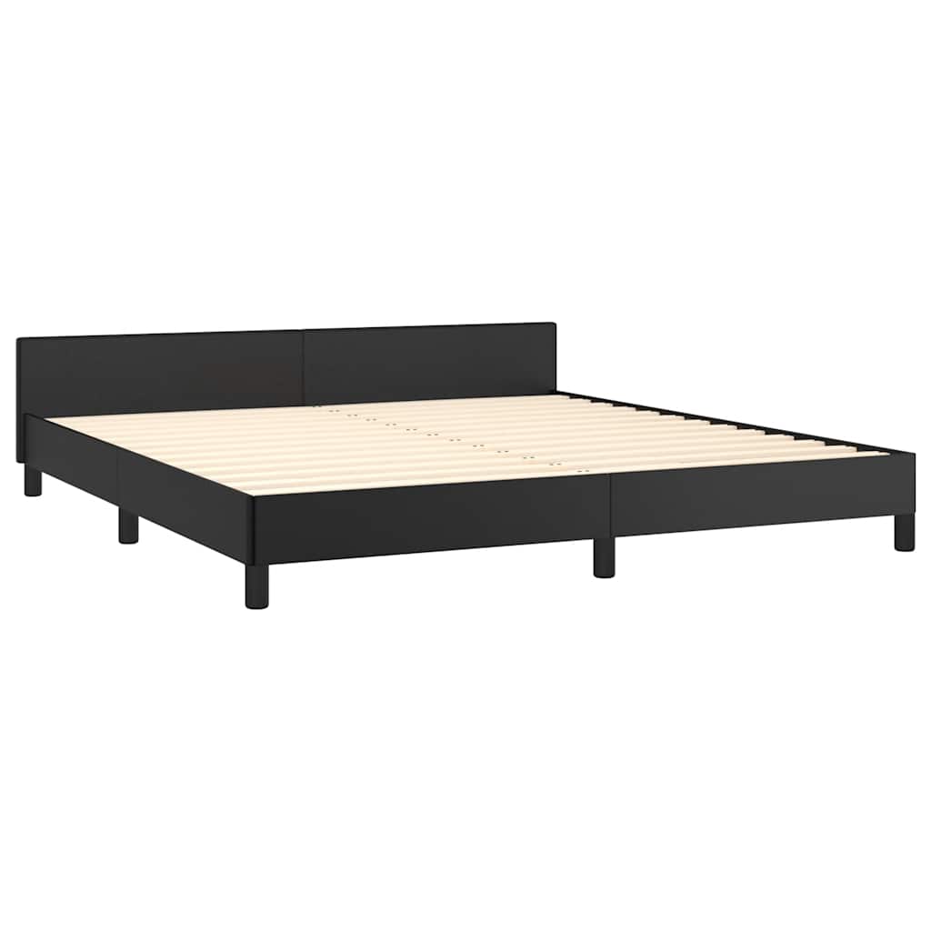 Bed Frame without Mattress Black Queen Faux Leather