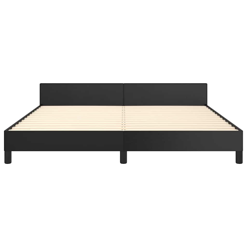 Bed Frame without Mattress Black Queen Faux Leather
