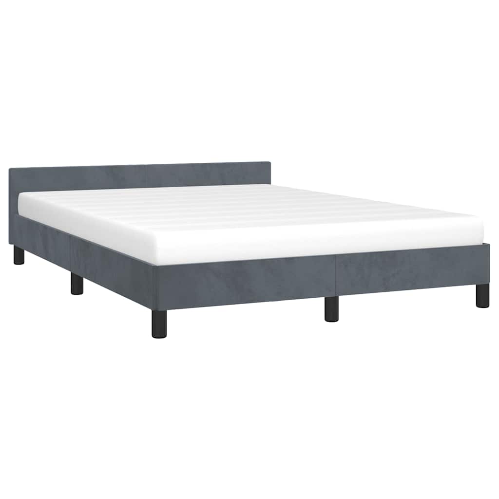 Bed Frame without Mattress Dark Grey Double Velvet
