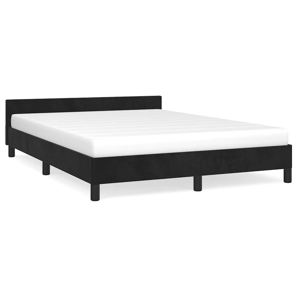 Bed Frame without Mattress Black Queen Velvet