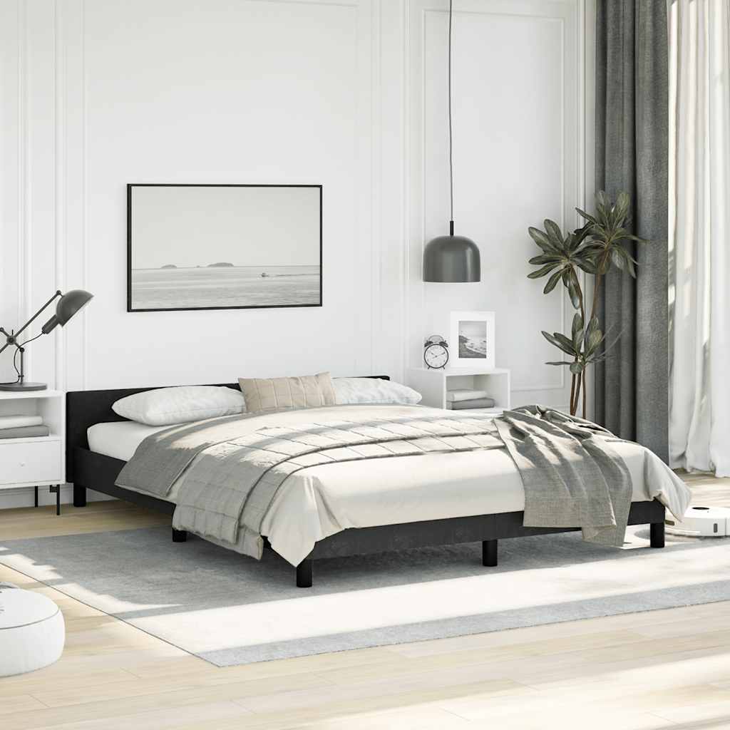 Bed Frame without Mattress Black Queen Velvet